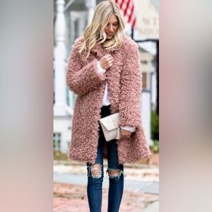 🧸 Women's Pink Teddy Coat